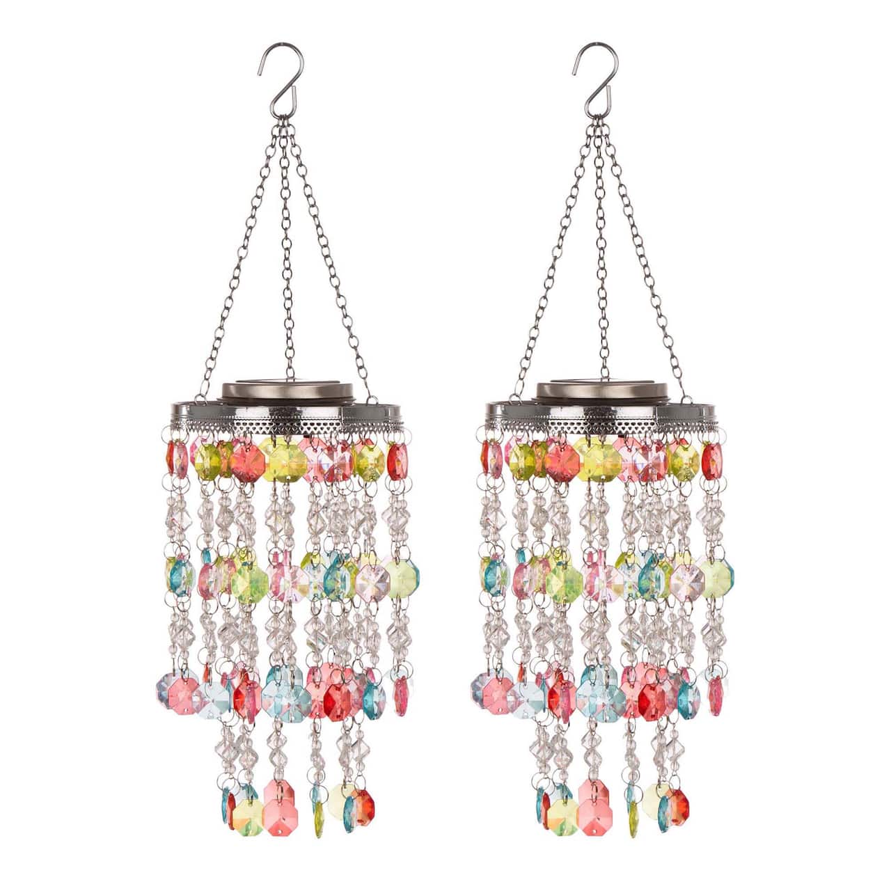 Glitzhome® 18.75" Solar Lit Beaded Wind Chimes, 2ct.